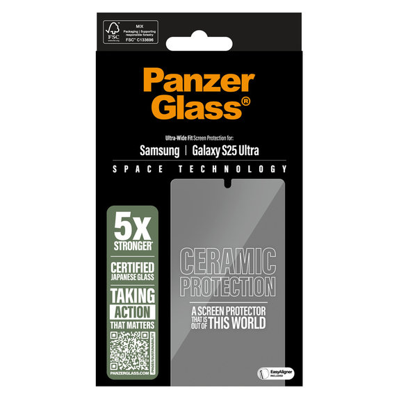 Kaljeno steklo UWF Ceramic z aplikatorjem za Samsung Galaxy S25 Ultra, Prozorna, PanzerGlass