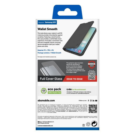 SBS - Ovitek Book Wallet Smooth za Samsung Galaxy S25, črn