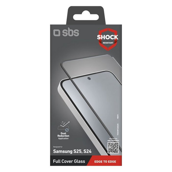 SBS - Kaljeno Steklo Full Cover za Samsung Galaxy S24 in S25, črn