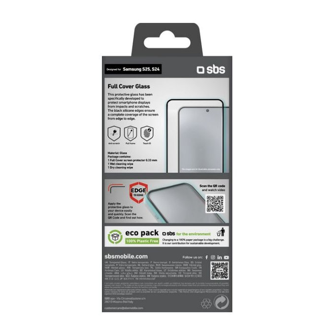 SBS - Kaljeno Steklo Full Cover za Samsung Galaxy S24 in S25, črn