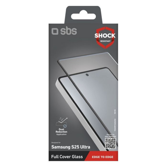 SBS - Kaljeno Steklo Full Cover za Samsung Galaxy S25 Ultra, črn
