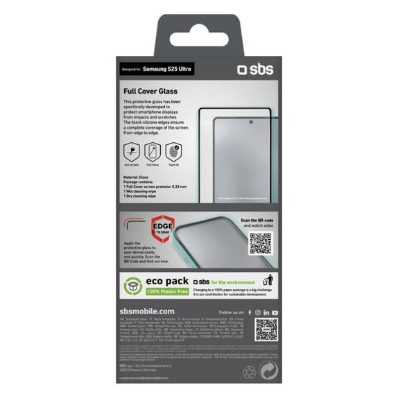 SBS - Kaljeno Steklo Full Cover za Samsung Galaxy S25 Ultra, črn