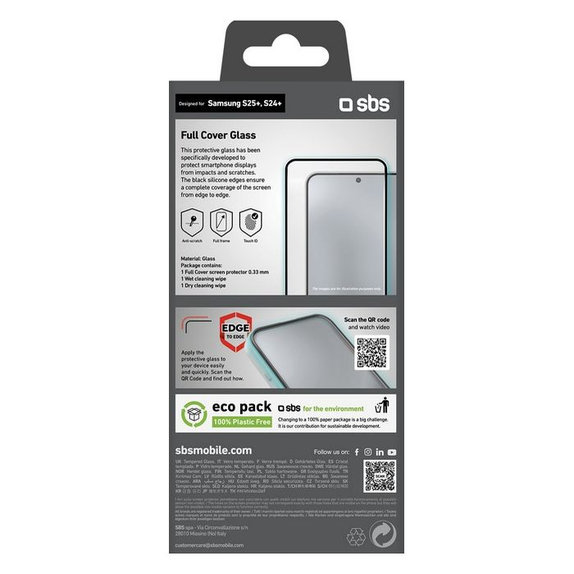 SBS - Kaljeno Steklo Full Cover za Samsung Galaxy S24+ in S25+, črn