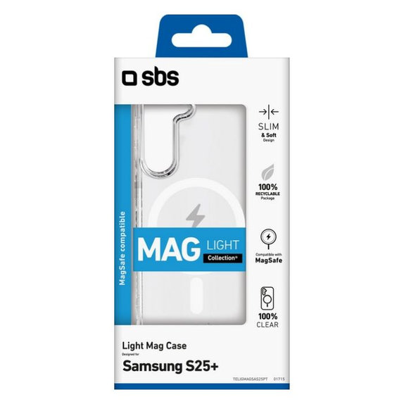 SBS - Ovitek Light Mag za Samsung Galaxy S25+, transparent
