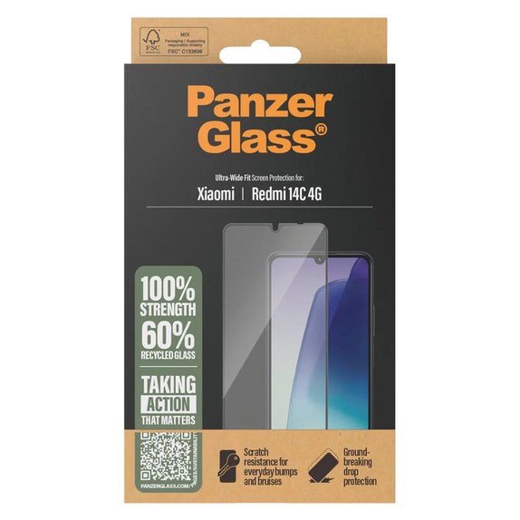 Kaljeno steklo UWF za Xiaomi Redmi 14C 4G, Prozorna, PanzerGlass