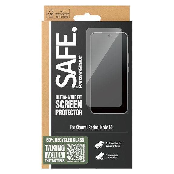 Kaljeno steklo UWF za Xiaomi Redmi Note 14, Črna, SAFE by PanzerGlass