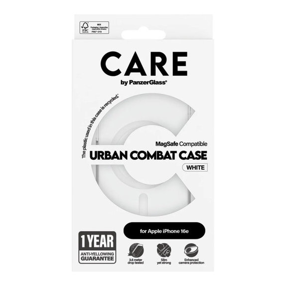 Ovitek Urban Combat z MagSafe za iPhone 17e/16e, Bela, CARE