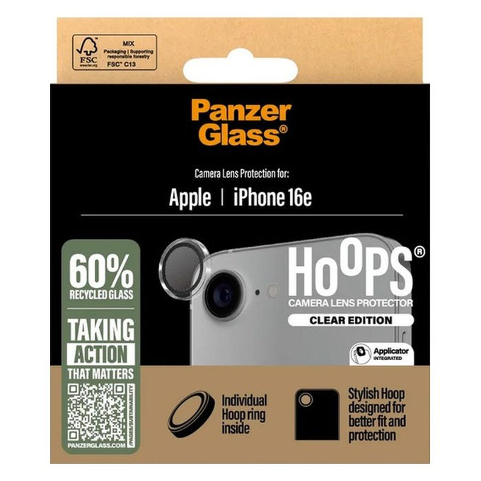 PanzerGlass - Zaščitni Ovitek za Objektiv Kamere Hoops za iPhone 16e, črna
