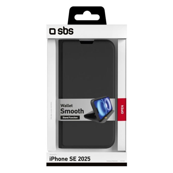 SBS - Ovitek Book Wallet Smooth za iPhone 16e, črn