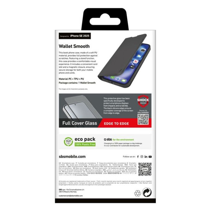 SBS - Ovitek Book Wallet Smooth za iPhone 16e, črn