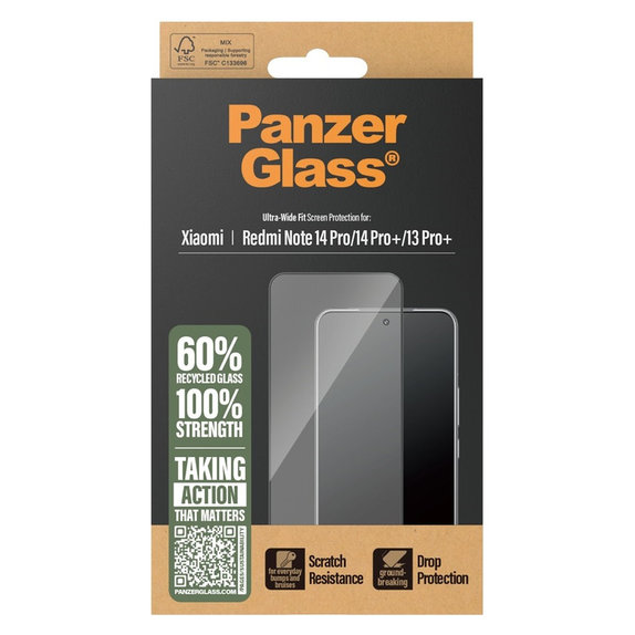 Kaljeno steklo UWF za Xiaomi Redmi Note 14 Pro/14 Pro+/13 Pro+, Črna, PanzerGlass