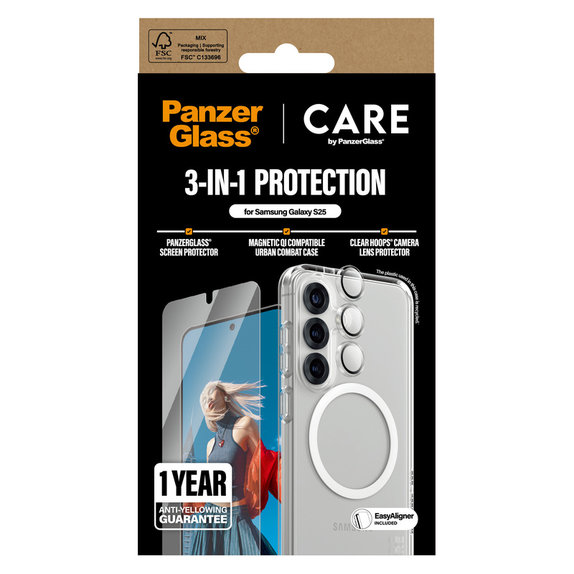 Bundle 3v1 za Samsung Galaxy S25, PanzerGlass
