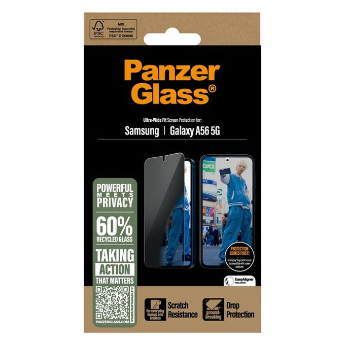 PanzerGlass - Kaljeno Steklo UWF Privacy za Samsung Galaxy A56 5G, transparent