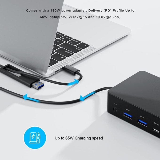 Dell D6000 - Priklopna postaja (USB-C) + 130W adapter Obnovljeno