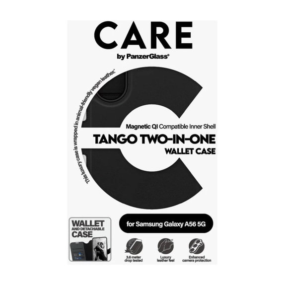 Ovitek Wallet Tango Two-In-One za Samsung A56 5G, črn, PanzerGlass