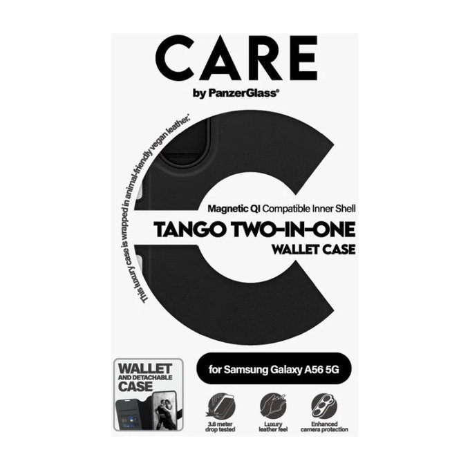 Ovitek Wallet Tango Two-In-One za Samsung A56 5G, črn, PanzerGlass