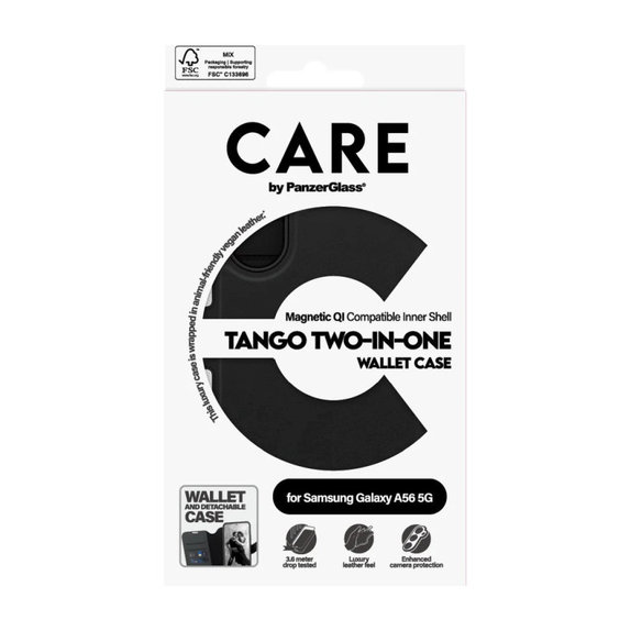 Ovitek Wallet Tango Two-In-One za Samsung A56 5G, črn, PanzerGlass