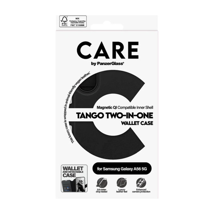 Ovitek Wallet Tango Two-In-One za Samsung A56 5G, črn, PanzerGlass