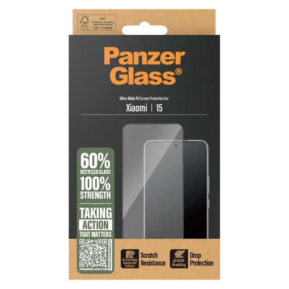 Kaljeno steklo UWF za Xiaomi 15, Črna, PanzerGlass
