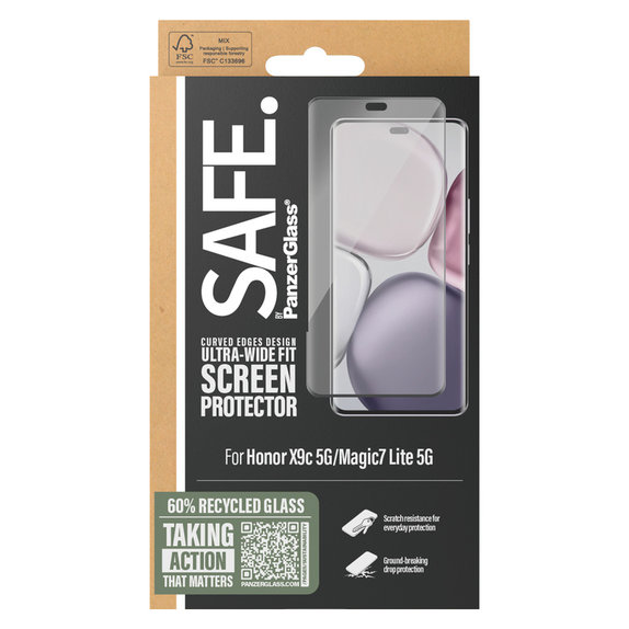 Kaljeno steklo UWF za Honor X9c 5G/Magic7 Lite 5G, Črna, SAFE by PanzerGlass