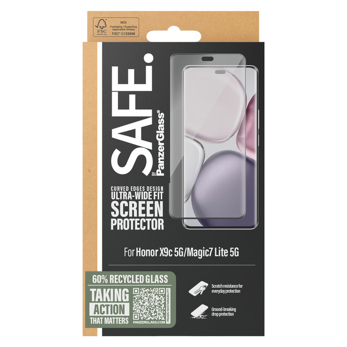 Kaljeno steklo UWF za Honor X9c 5G/Magic7 Lite 5G, Črna, SAFE by PanzerGlass