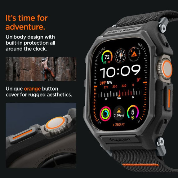 Spigen - Pašček Lite Fit "Pro" za Apple Watch Ultra (49mm), Matte Black