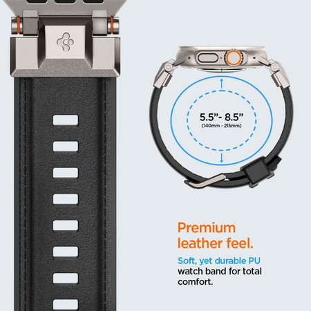 Spigen - Pašček Durapro Armor PU za Apple Watch (42, 44, 45, 49mm), črna