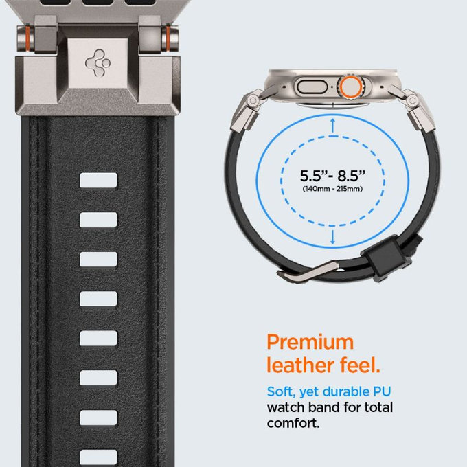 Spigen - Pašček Durapro Armor PU za Apple Watch (42, 44, 45, 49mm), črna