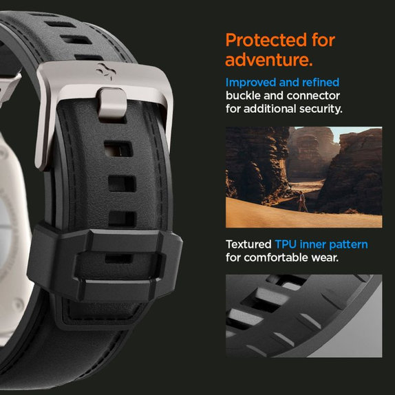 Spigen - Pašček Durapro Armor PU za Apple Watch (42, 44, 45, 49mm), črna