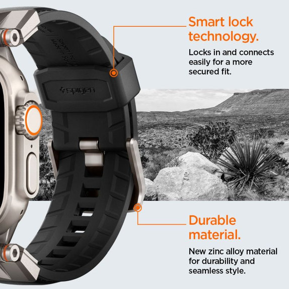 Spigen - Pašček Durapro Armor PU za Apple Watch (42, 44, 45, 49mm), črna
