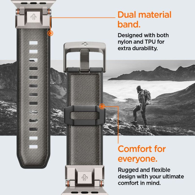 Spigen - Pašček Durapro Armor za Apple Watch (42, 44, 45, 49mm), siva