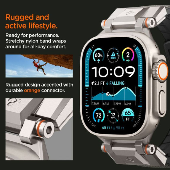 Spigen - Pašček Durapro Armor za Apple Watch (42, 44, 45, 49mm), siva