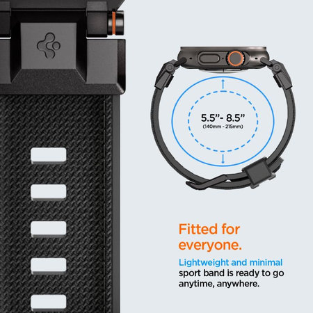 Spigen - Pašček Durapro Armor za Apple Watch (42, 44, 45, 49mm), Black Edition