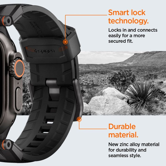 Spigen - Pašček Durapro Armor za Apple Watch (42, 44, 45, 49mm), Black Edition