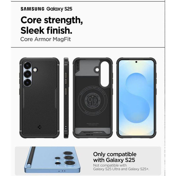 Spigen - Ovitek Core Armor z MagSafe za Samsung Galaxy S25, Matte Black