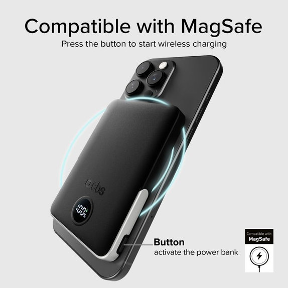 SBS - PowerBank 5000mAh, 20W, Power Delivery, Mag Stand, črna