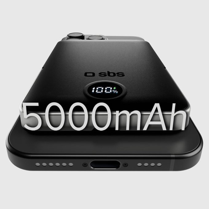 SBS - PowerBank 5000mAh, 20W, Power Delivery, Mag Stand, črna