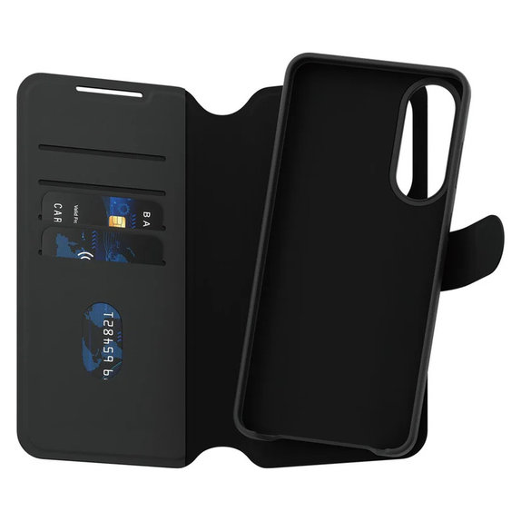 Ovitek Wallet Tango Two-In-One s QI za Samsung Galaxy S25 Edge, Črna, PanzerGlass