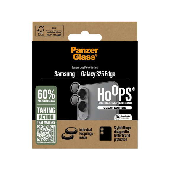 Zaščita objektiva kamere Hoops za Samsung S25 Edge, Prozorna, PanzerGlass