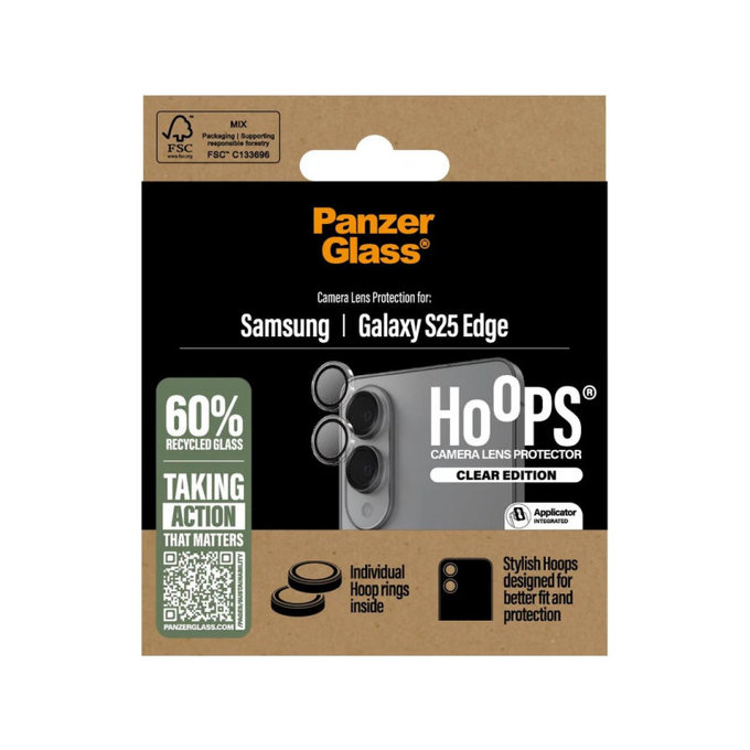 Zaščita objektiva kamere Hoops za Samsung S25 Edge, Prozorna, PanzerGlass