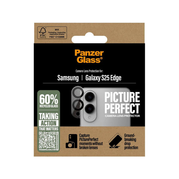 Zaščita objektiva kamere PicturePerfect za Samsung S25 Edge, Črna, PanzerGlass