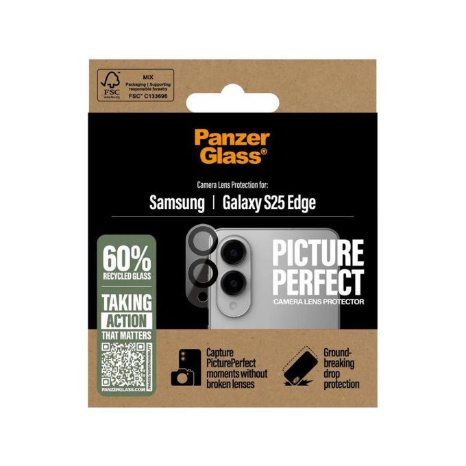 Zaščita objektiva kamere PicturePerfect za Samsung S25 Edge, Črna, PanzerGlass