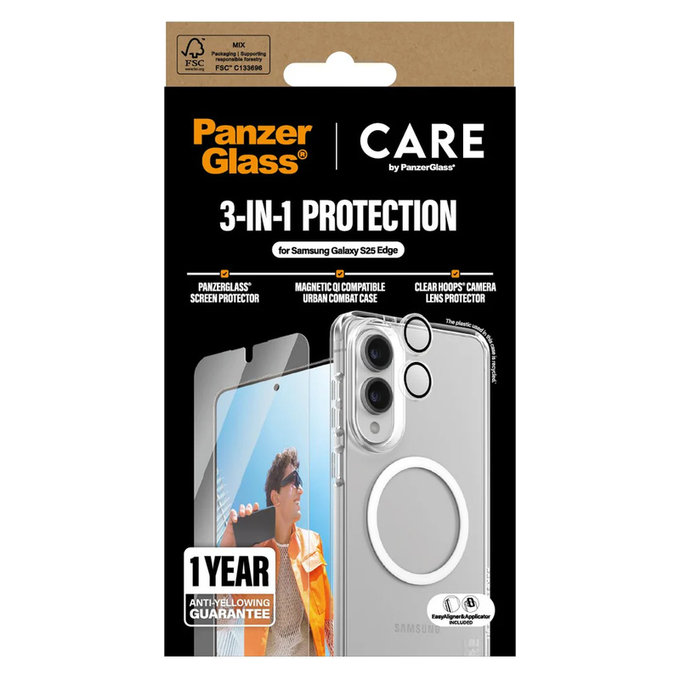 Bundle 3v1 za Samsung Galaxy S25 Edge, PanzerGlass