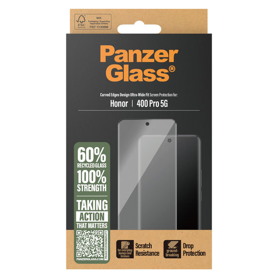 Kaljeno steklo UWF za Honor 400 Pro, Črna, PanzerGlass