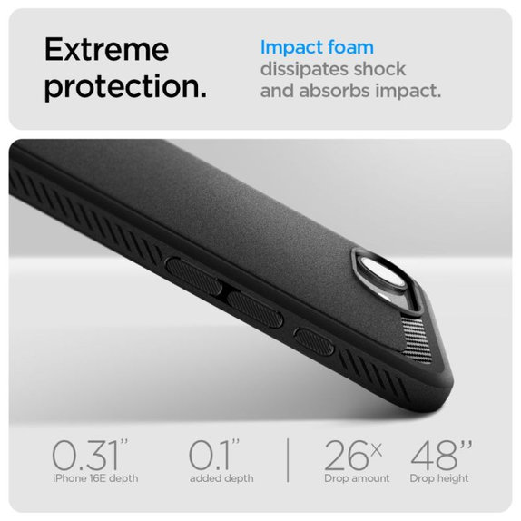 Spigen - Ovitek Rugged Armor z MagSafe za iPhone 16e, Matte Black