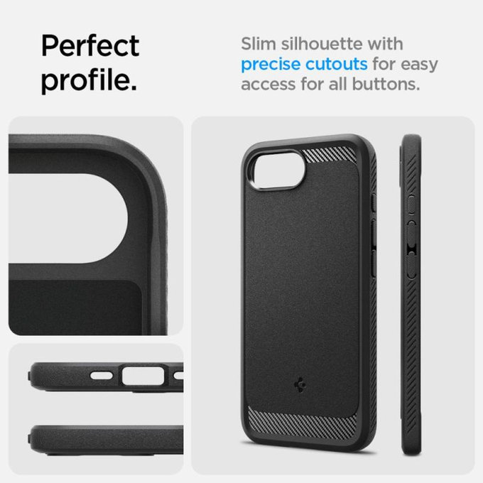Spigen - Ovitek Rugged Armor z MagSafe za iPhone 16e, Matte Black