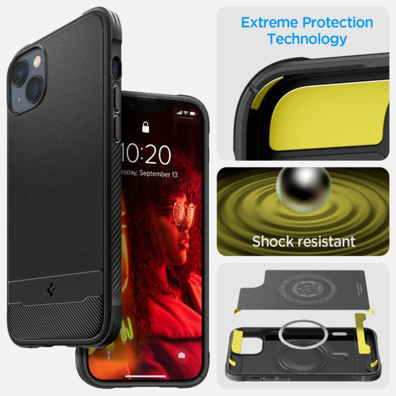 Spigen - Ovitek Rugged Armor z MagSafe za iPhone 14, Matte Black