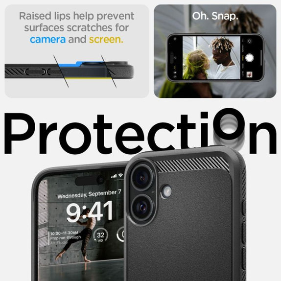 Spigen - Ovitek Rugged Armor z MagSafe za iPhone 16, Matte Black