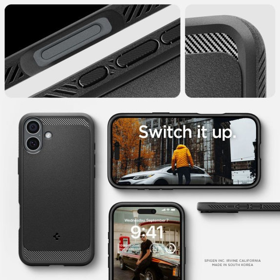 Spigen - Ovitek Rugged Armor z MagSafe za iPhone 16, Matte Black