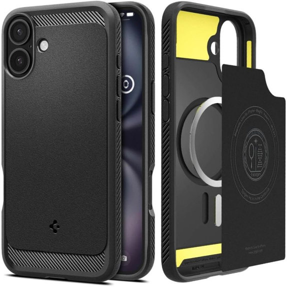 Spigen - Ovitek Rugged Armor z MagSafe za iPhone 16, Matte Black
